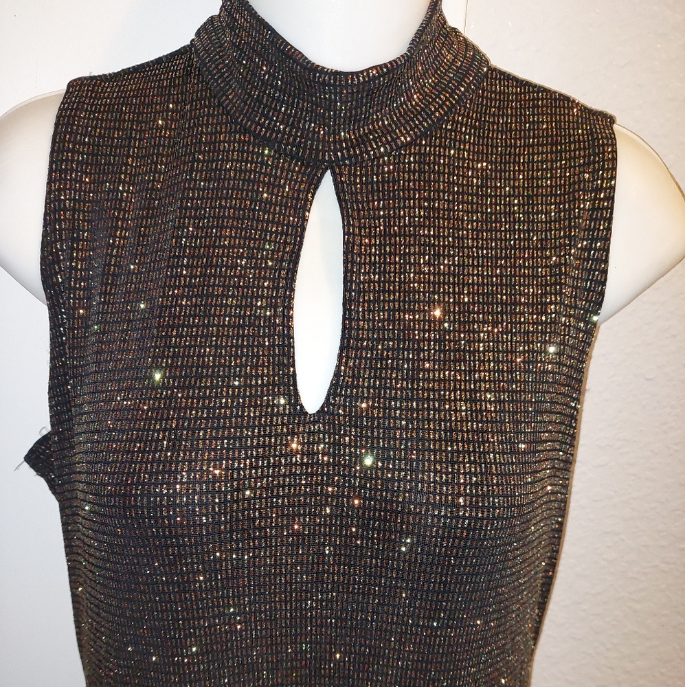 Ronni Nicole by Ouida, Black/Gold Shiny Dress, sz 8, $25 Glenn Heights TX /ship